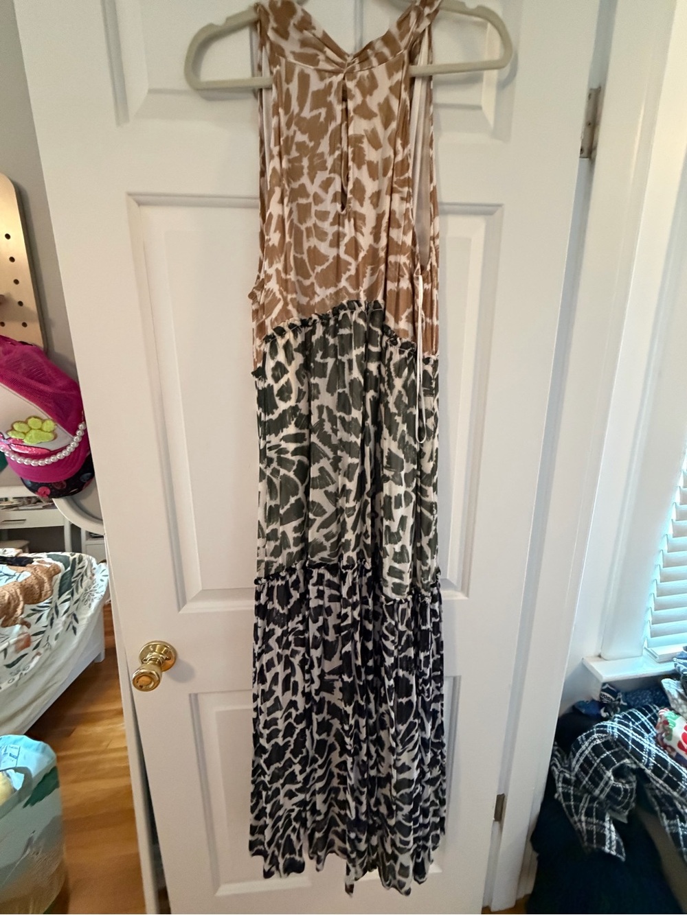 Anthropologie Tiered Animal-Print Maxi Dress in Tan, Gray, Black